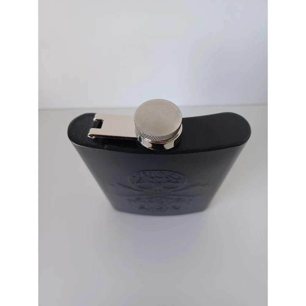 Pick Your Poison Halloween Black Skull Flask Drinkware